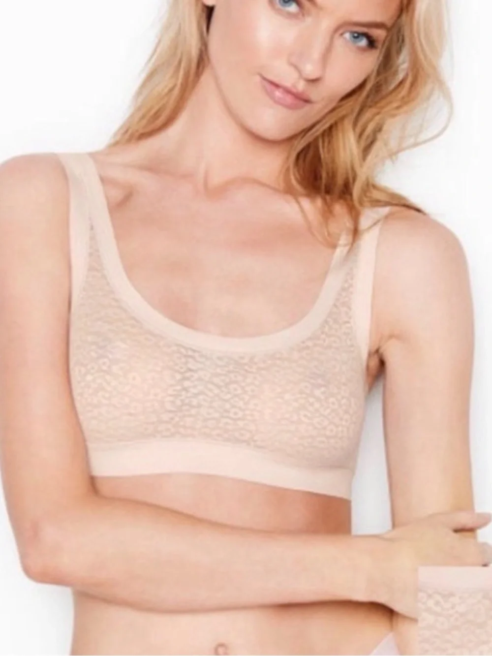 Victoria's Secret Terracotta Mesh Leopard Print Lace Bralette Sheer Lounge Bra M